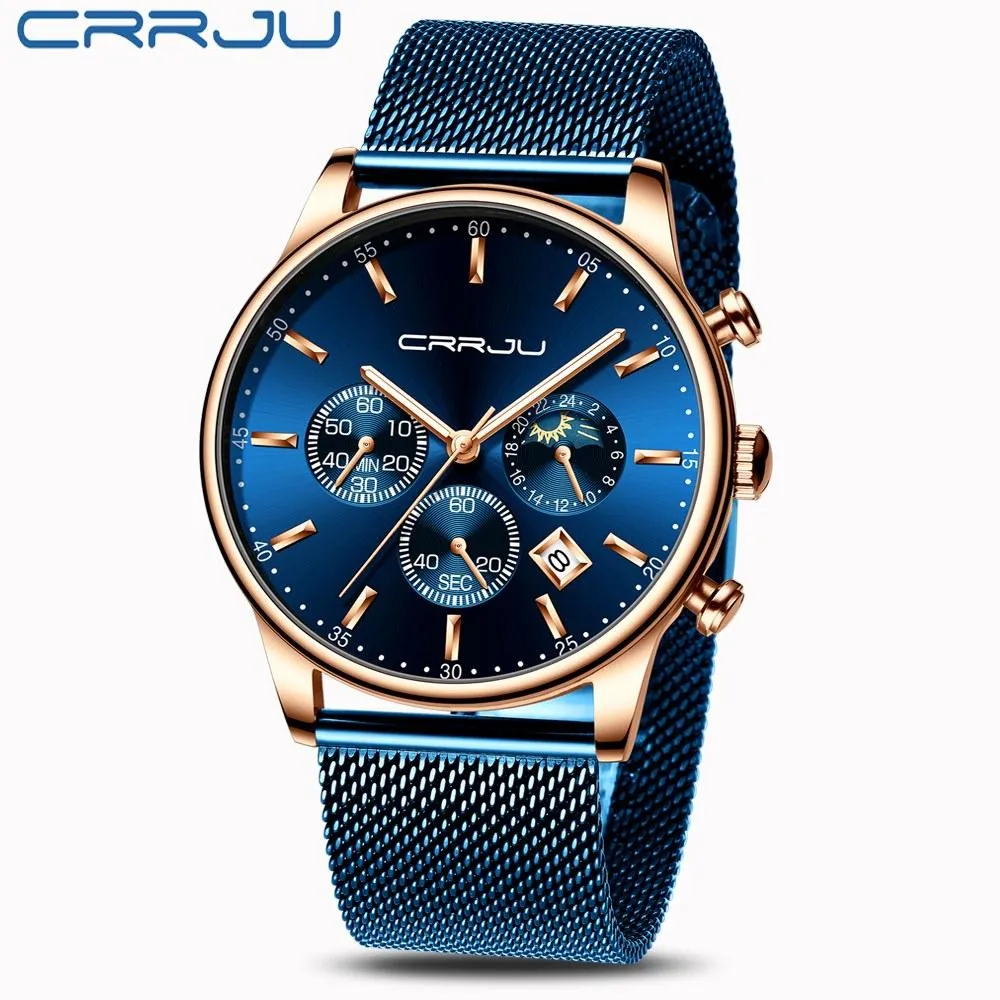 Top Luxury Men Multifunction Watches Waterproof Business Casual Quartz
