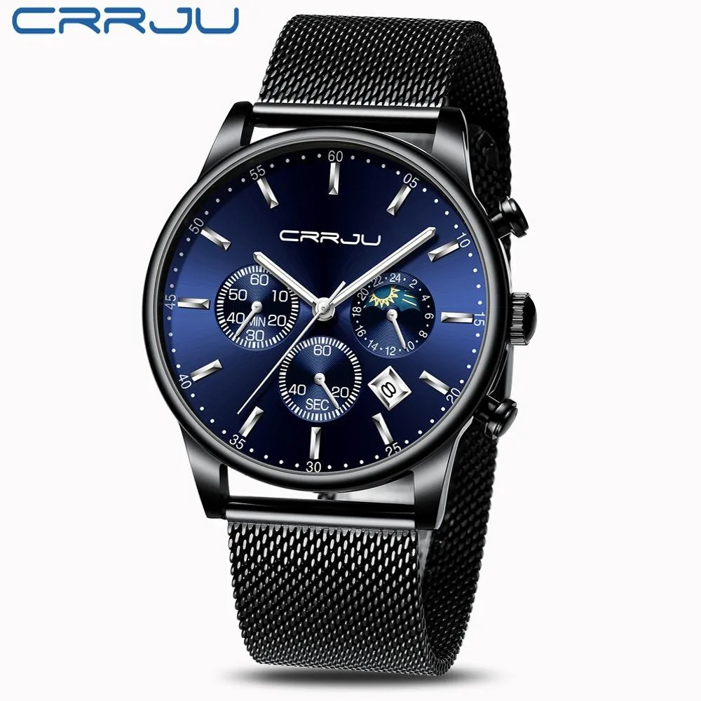 Top Luxury Men Multifunction Watches Waterproof Business Casual Quartz
