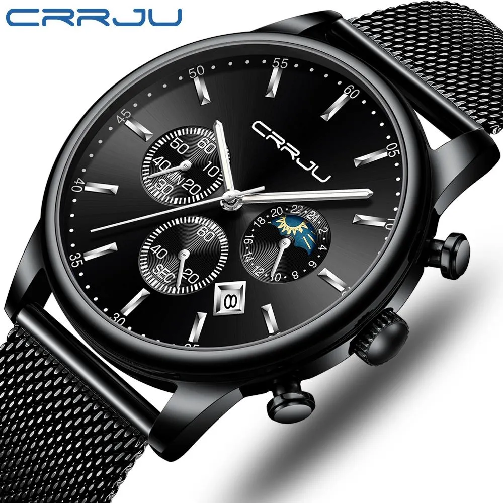 Top Luxury Men Multifunction Watches Waterproof Business Casual Quartz