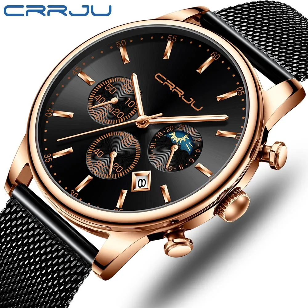 Top Luxury Men Multifunction Watches Waterproof Business Casual Quartz