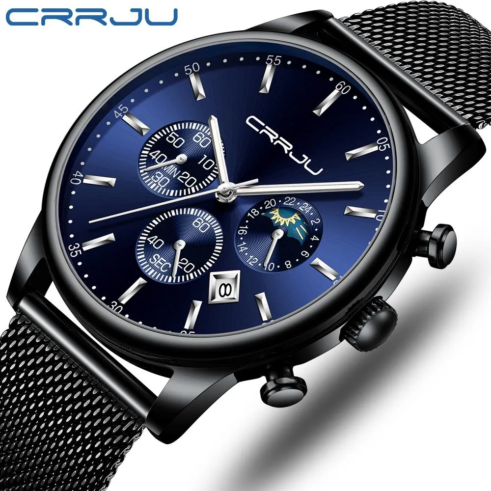 Top Luxury Men Multifunction Watches Waterproof Business Casual Quartz