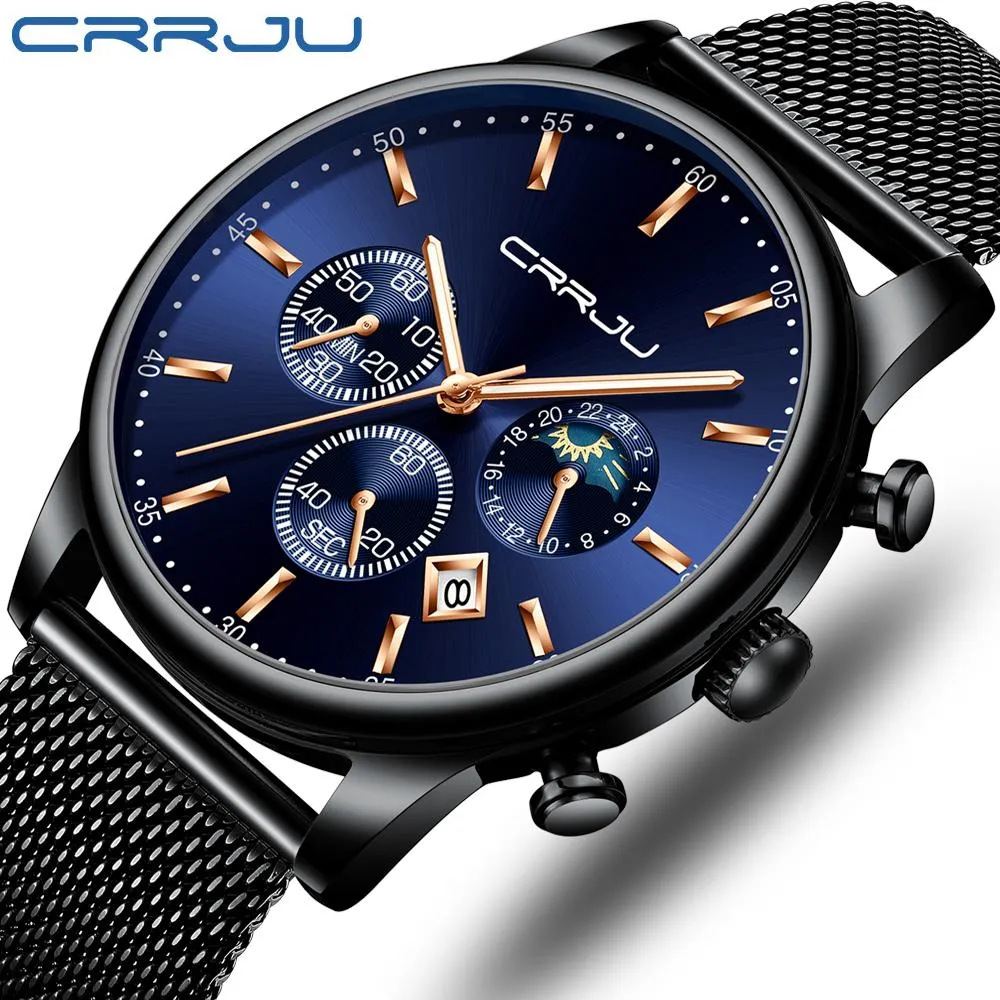 Top Luxury Men Multifunction Watches Waterproof Business Casual Quartz
