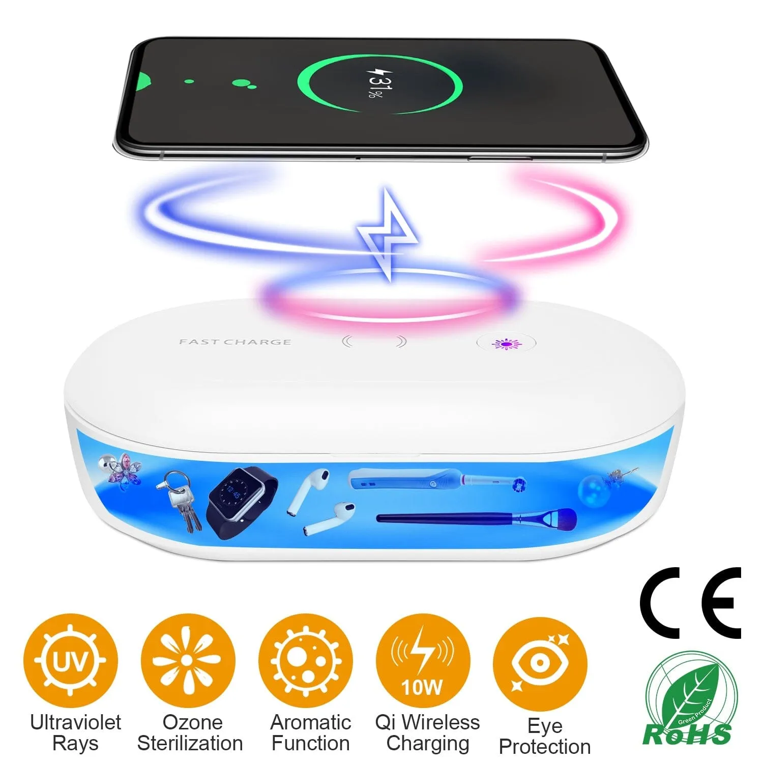 UV Light Sanitizer Box Portable 10w Phone Wireless Charging Disinfection Lamp