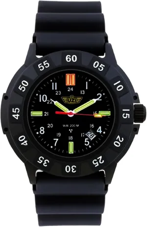 Uzi Swiss Tritium Military Watch for Men - Black Dial, Rubber & Nylon Band, Scratch-Resistant, 20ATM Water Resistant, Swiss Quartz, Protector Rubber, 43mm