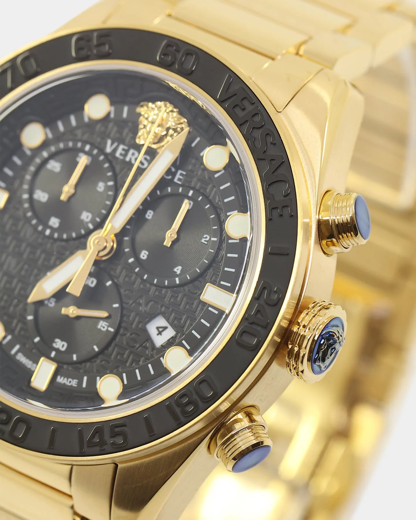 Versace Greca Dome Chrono Watch Black/Gold