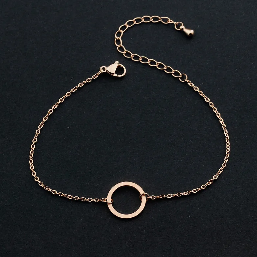 Vintage Round Circle Bracelet For Women Stainless