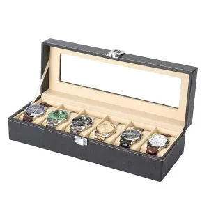 Watch Box PU Leather  with Glass Top
