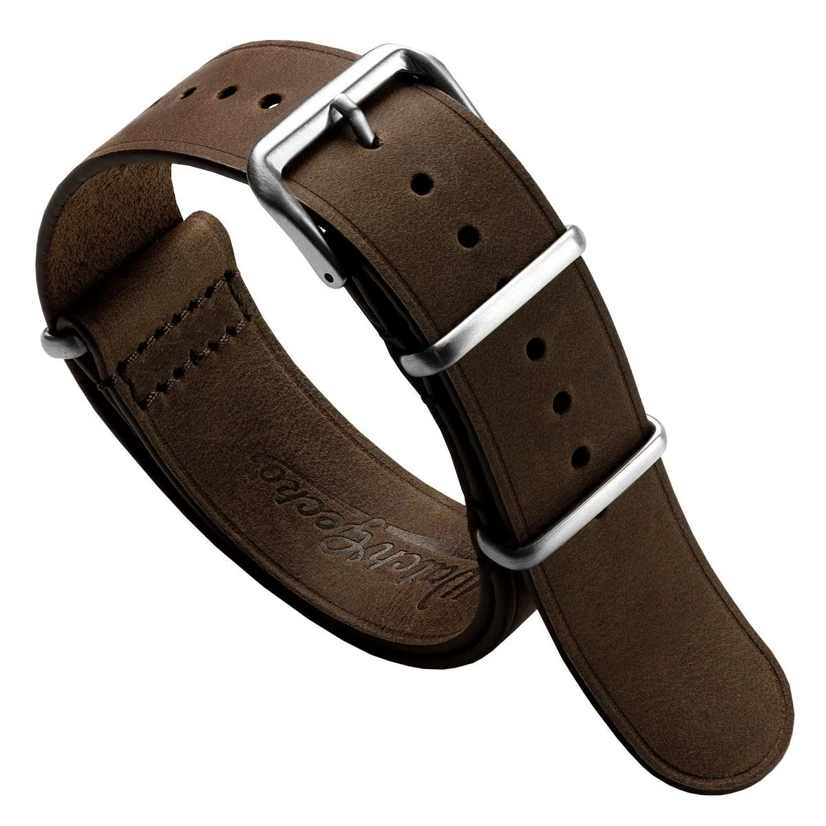 WatchGecko Genuine Leather British Military Watch Strap: Cambridge - Chocolate Brown