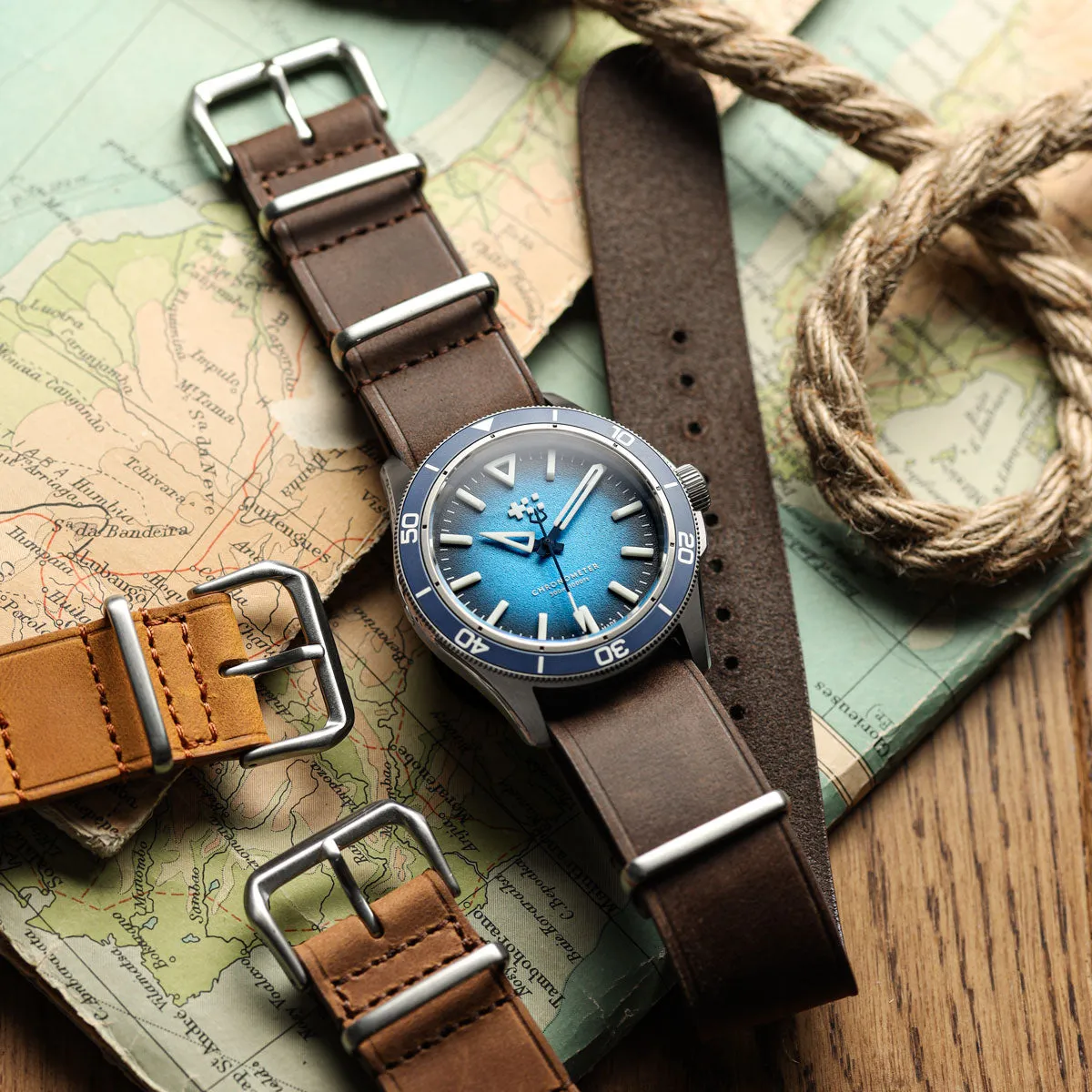 WatchGecko Genuine Leather British Military Watch Strap: Cambridge - Chocolate Brown