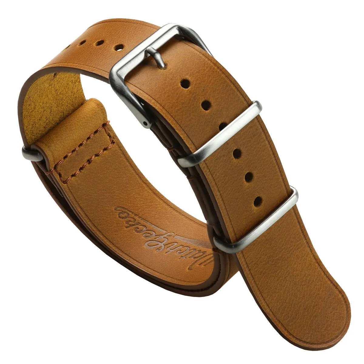 WatchGecko Genuine Leather British Military Watch Strap: Cambridge - Light Brown