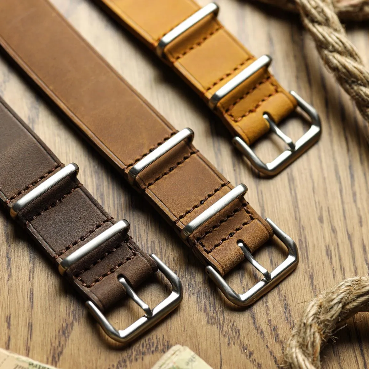 WatchGecko Genuine Leather British Military Watch Strap: Cambridge - Light Brown