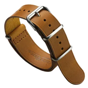 WatchGecko Genuine Leather British Military Watch Strap: Cambridge - Light Brown