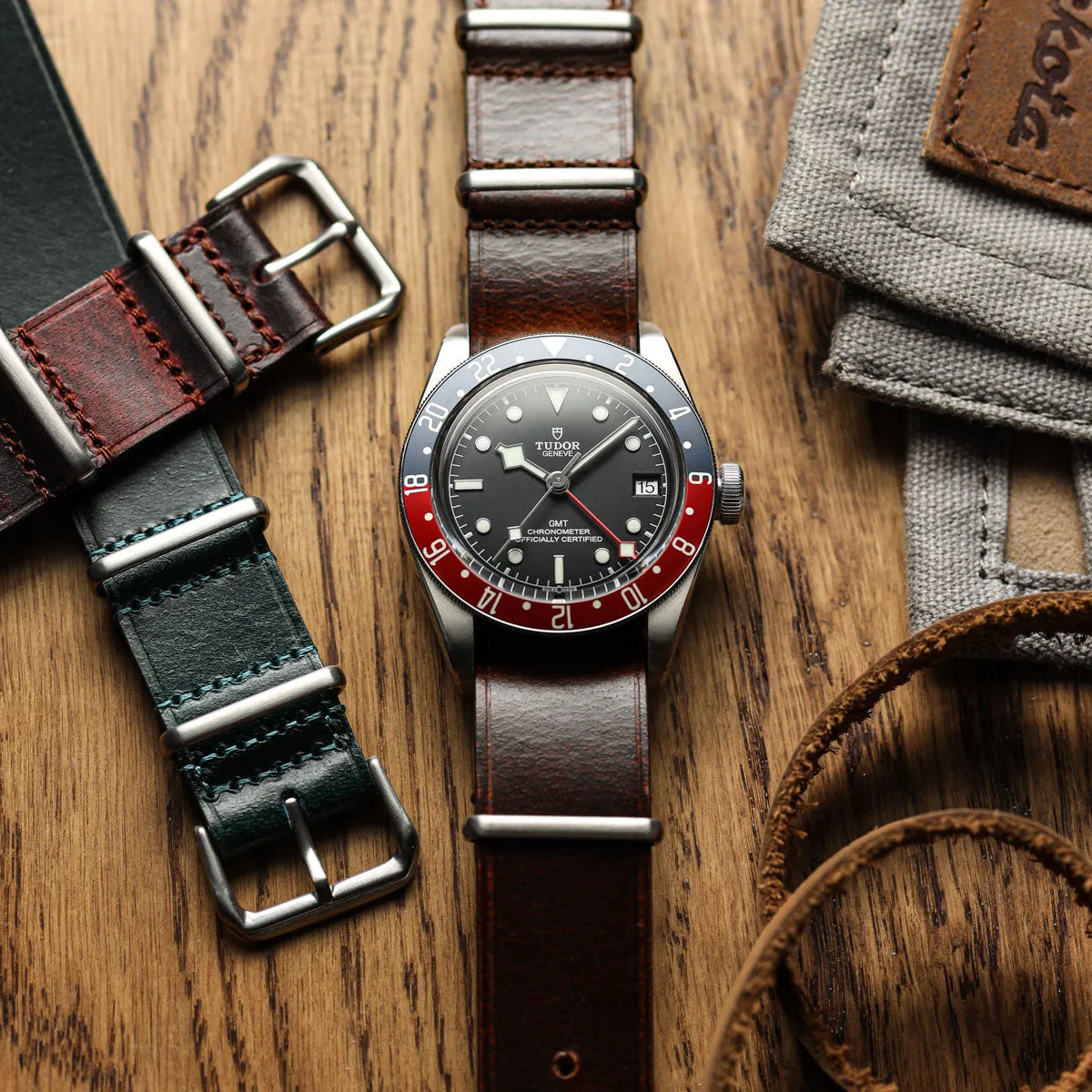 WatchGecko Genuine Leather British Military Watch Strap: Cambridge - Reddish Brown