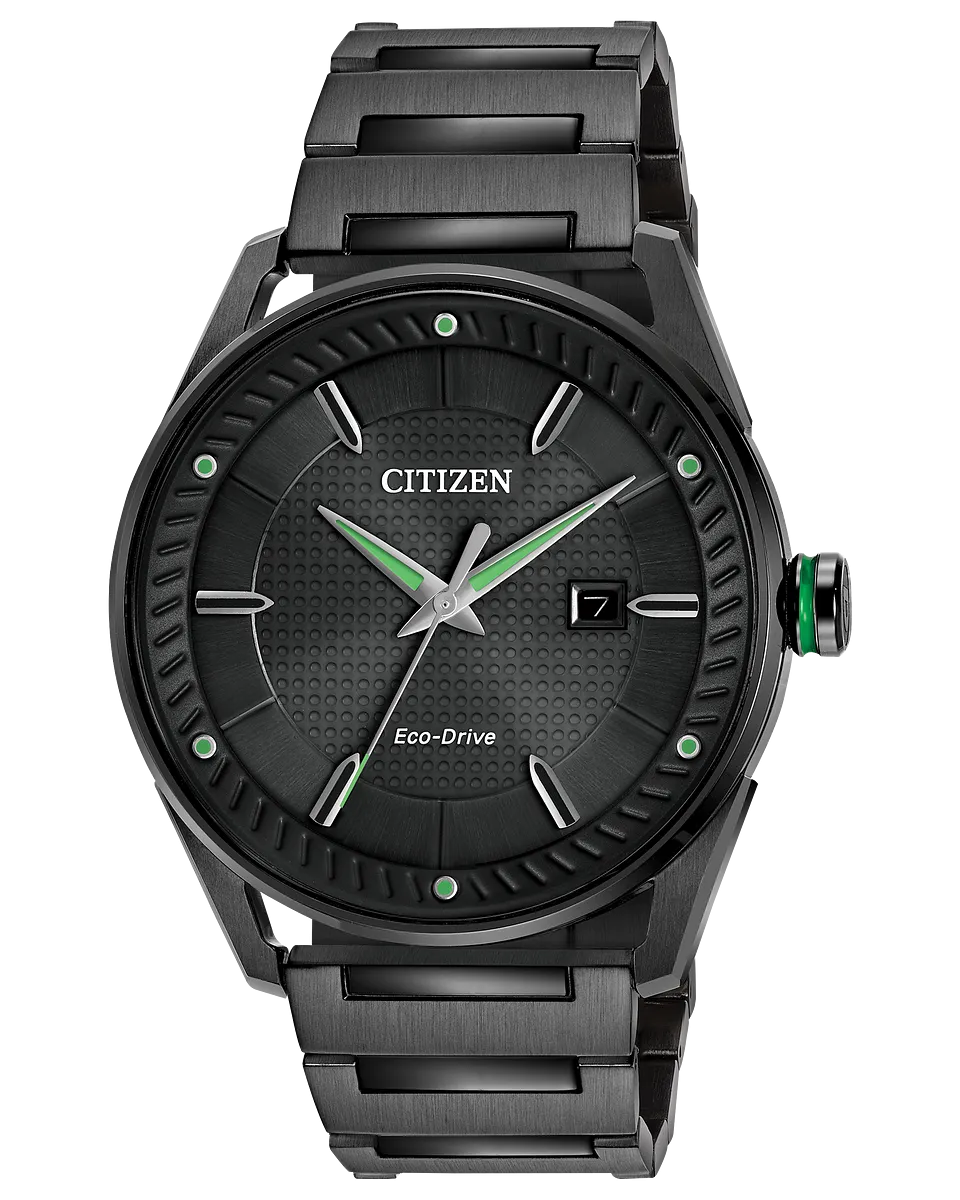 Weekender Eco-Drive Watch Black with Green Accents by Citizen