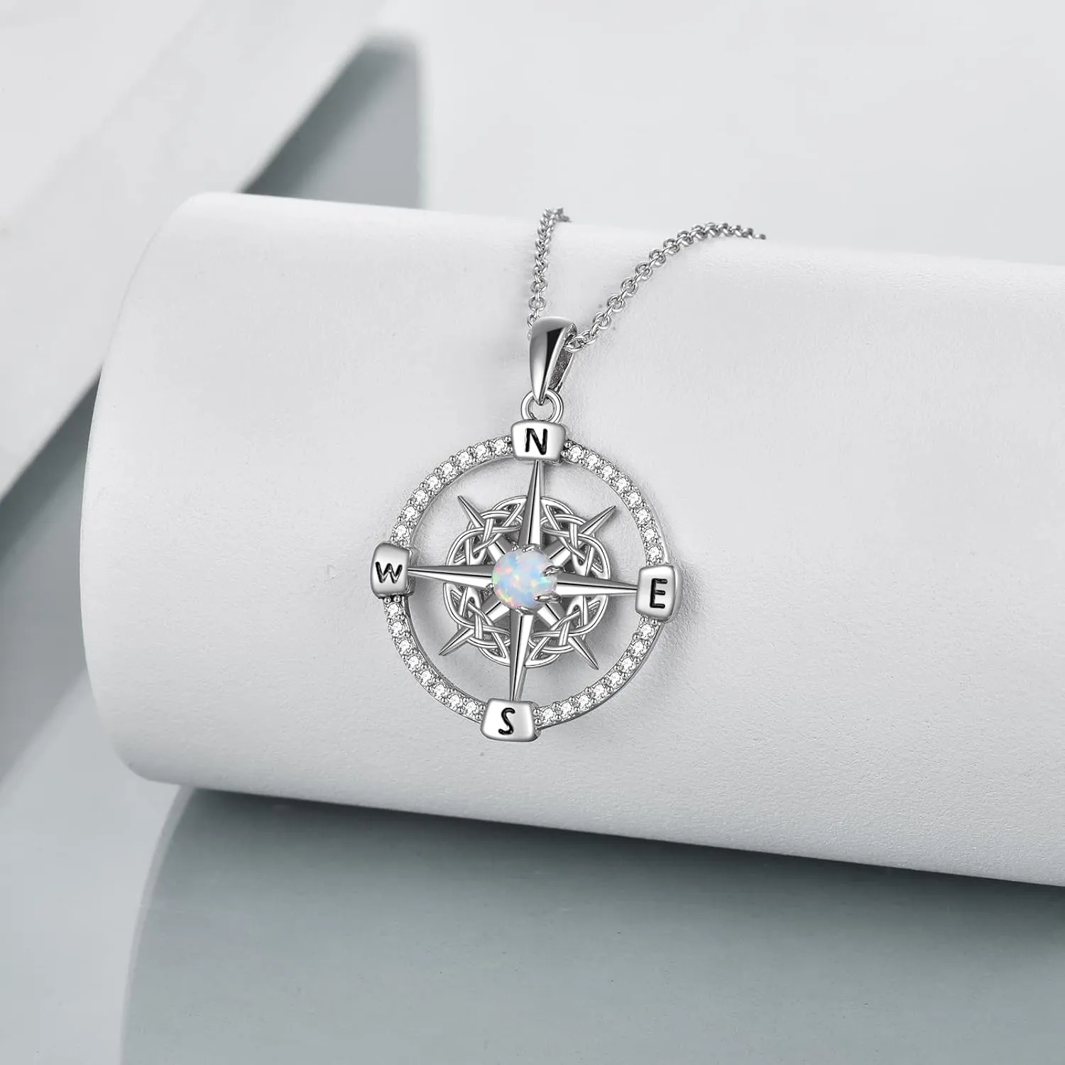 WINNICACA 925 Sterling Silver Celtic Knot Necklace Compass Jewelry Vintage Irish Witch's Knot Pendant Triple Moon Goddess Hecate Jewelry Birthday Christmas Gift to Women Girlfriend Her