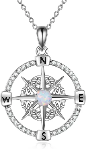 WINNICACA 925 Sterling Silver Celtic Knot Necklace Compass Jewelry Vintage Irish Witch's Knot Pendant Triple Moon Goddess Hecate Jewelry Birthday Christmas Gift to Women Girlfriend Her