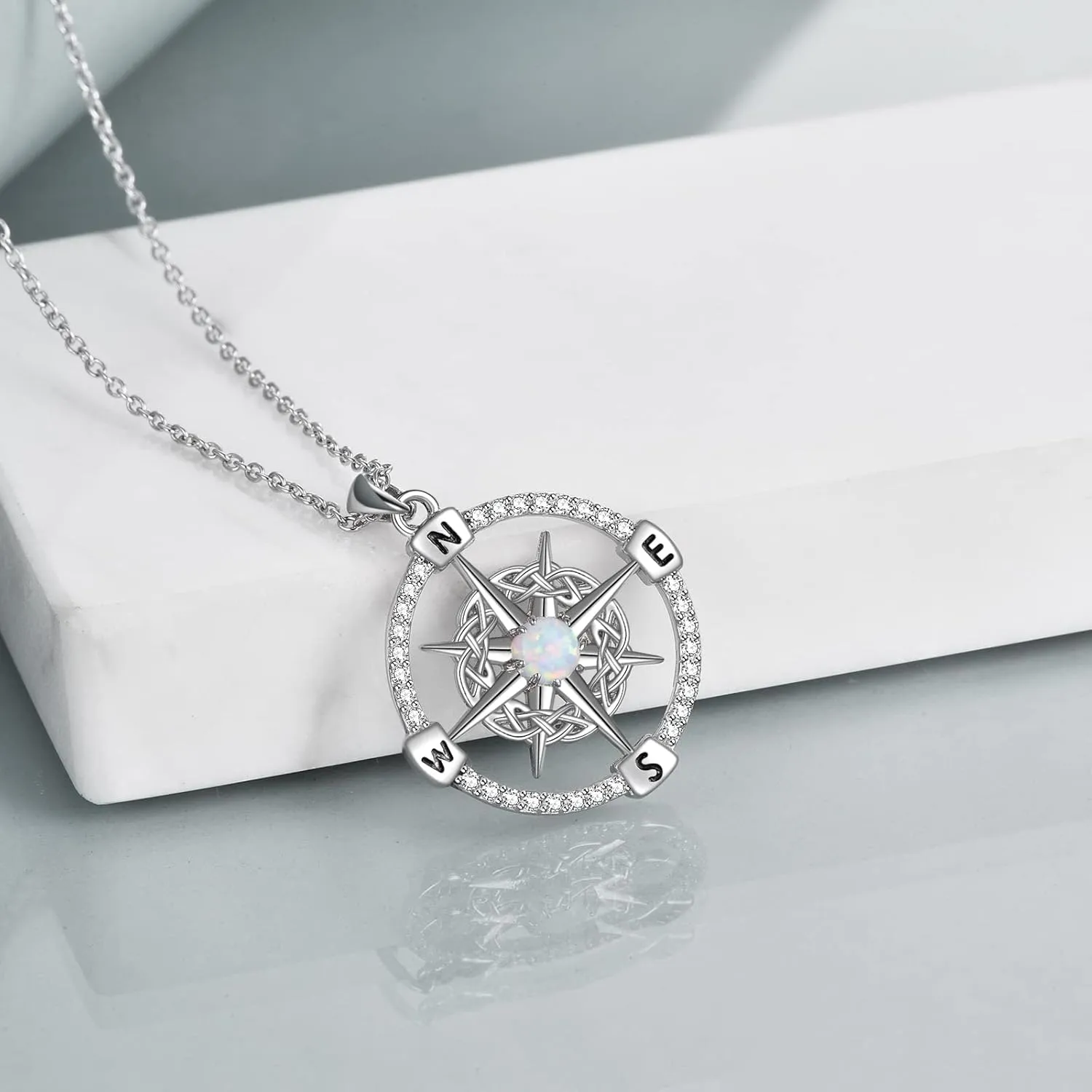 WINNICACA 925 Sterling Silver Celtic Knot Necklace Compass Jewelry Vintage Irish Witch's Knot Pendant Triple Moon Goddess Hecate Jewelry Birthday Christmas Gift to Women Girlfriend Her