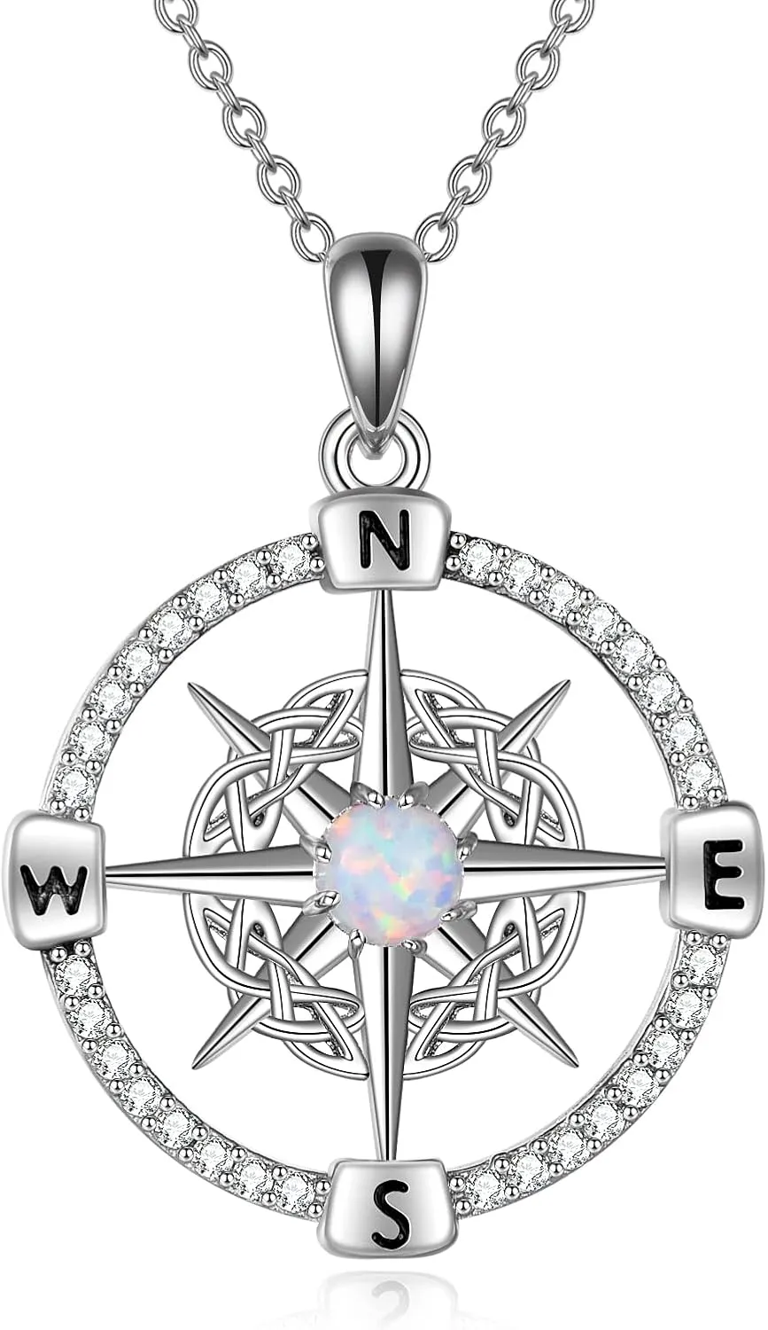 WINNICACA 925 Sterling Silver Celtic Knot Necklace Compass Jewelry Vintage Irish Witch's Knot Pendant Triple Moon Goddess Hecate Jewelry Birthday Christmas Gift to Women Girlfriend Her