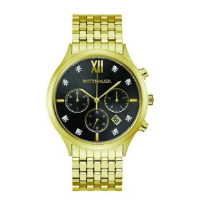 Wittnauer with 44MM Black Round Dial Stainless Steel Watch Band. WN3105