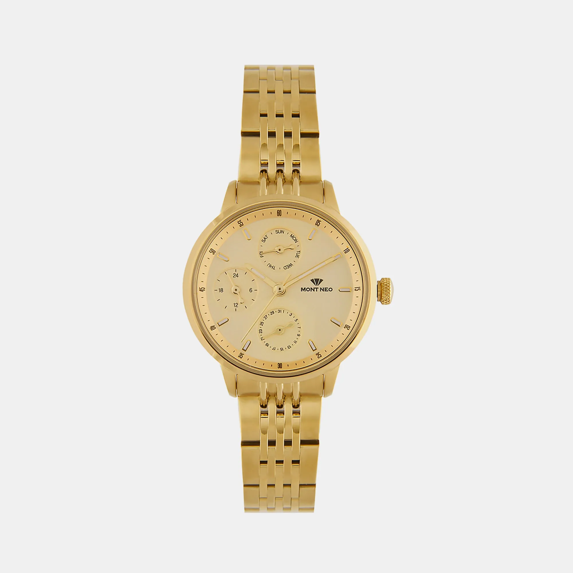 Women Champagne Chronograph Stainless Steel Watch L7005M-M2208