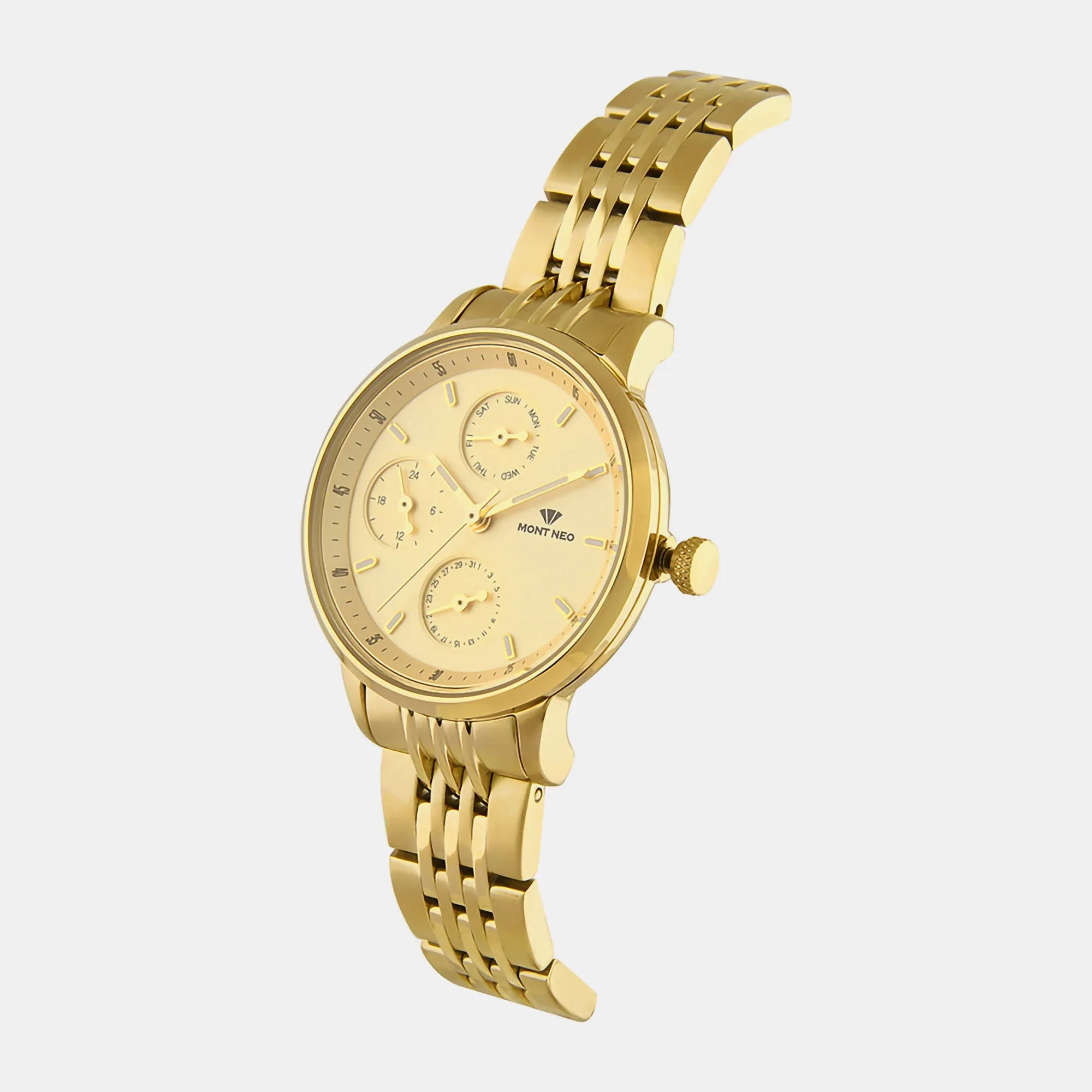 Women Champagne Chronograph Stainless Steel Watch L7005M-M2208