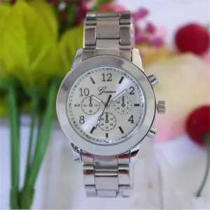 Women Dress Watches Geneva Stainless Steel wristwatch women Watch Luxury Casual Relogio Men Quartz watch